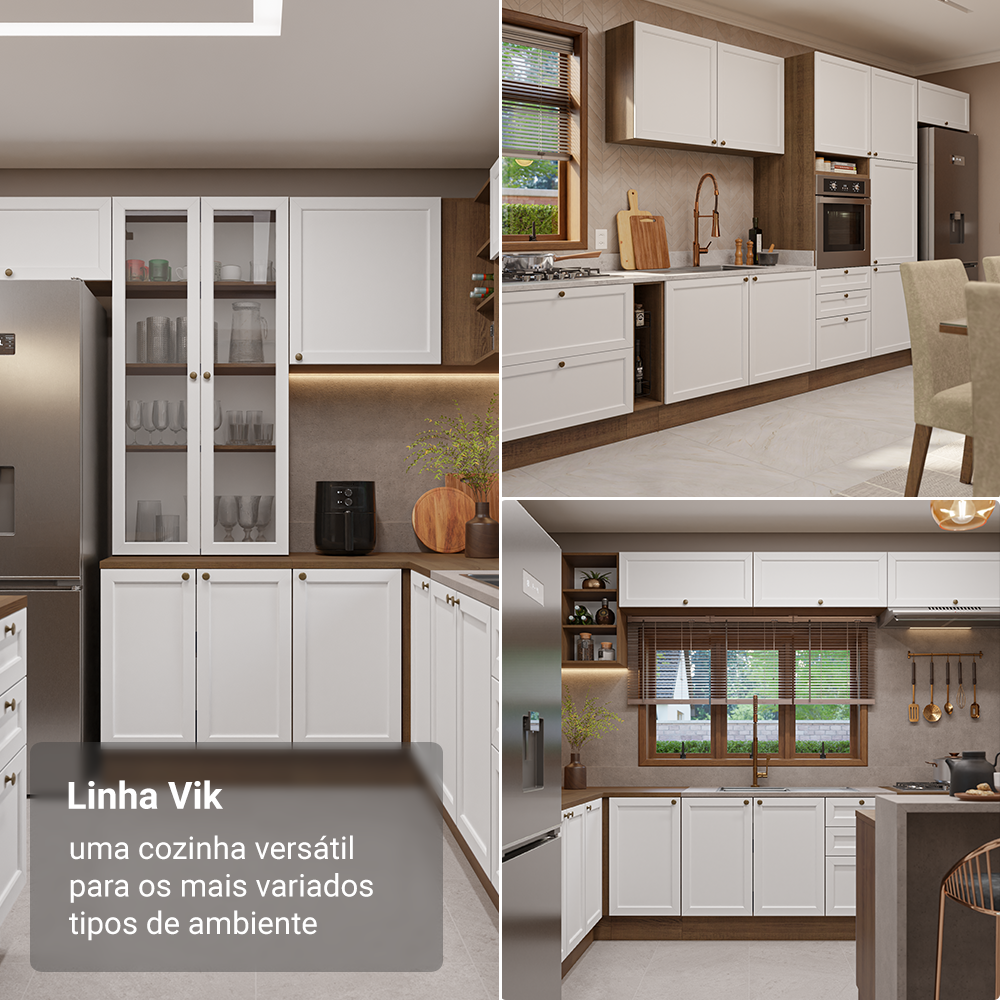Armário de Cozinha Completa 270 cm Rustic/Branco Vik Madesa 07