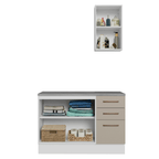 Conjunto Gabinete para Banheiro 120cm 3 Portas 3 Gavetas Branco/Crema Agata Madesa 01