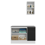 Conjunto Gabinete para Banheiro 120cm 3 Portas 3 Gavetas Branco/Preto Agata Madesa 01