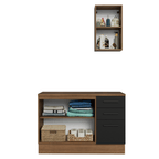 Conjunto Gabinete para Banheiro 120cm 3 Portas 3 Gavetas Rustic/Preto Agata Madesa 01
