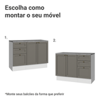 Conjunto Gabinete para Banheiro 110cm 3 Gavetas 3 Portas Branco/Cinza Vik Madesa 01