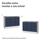 Conjunto Gabinete para Banheiro 110cm 3 Gavetas 3 Portas Branco/Azul Vik Madesa 01