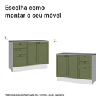 Conjunto Gabinete para Banheiro 110cm 3 Gavetas 3 Portas Branco/Verde Vik Madesa 01