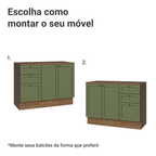 Conjunto Gabinete para Banheiro 110cm 3 Gavetas 3 Portas Rustic/Verde Vik Madesa 01