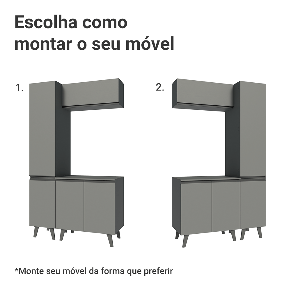 Conjunto Gabinete para Banheiro 120cm 5 Portas Cinza Nice Madesa 03
