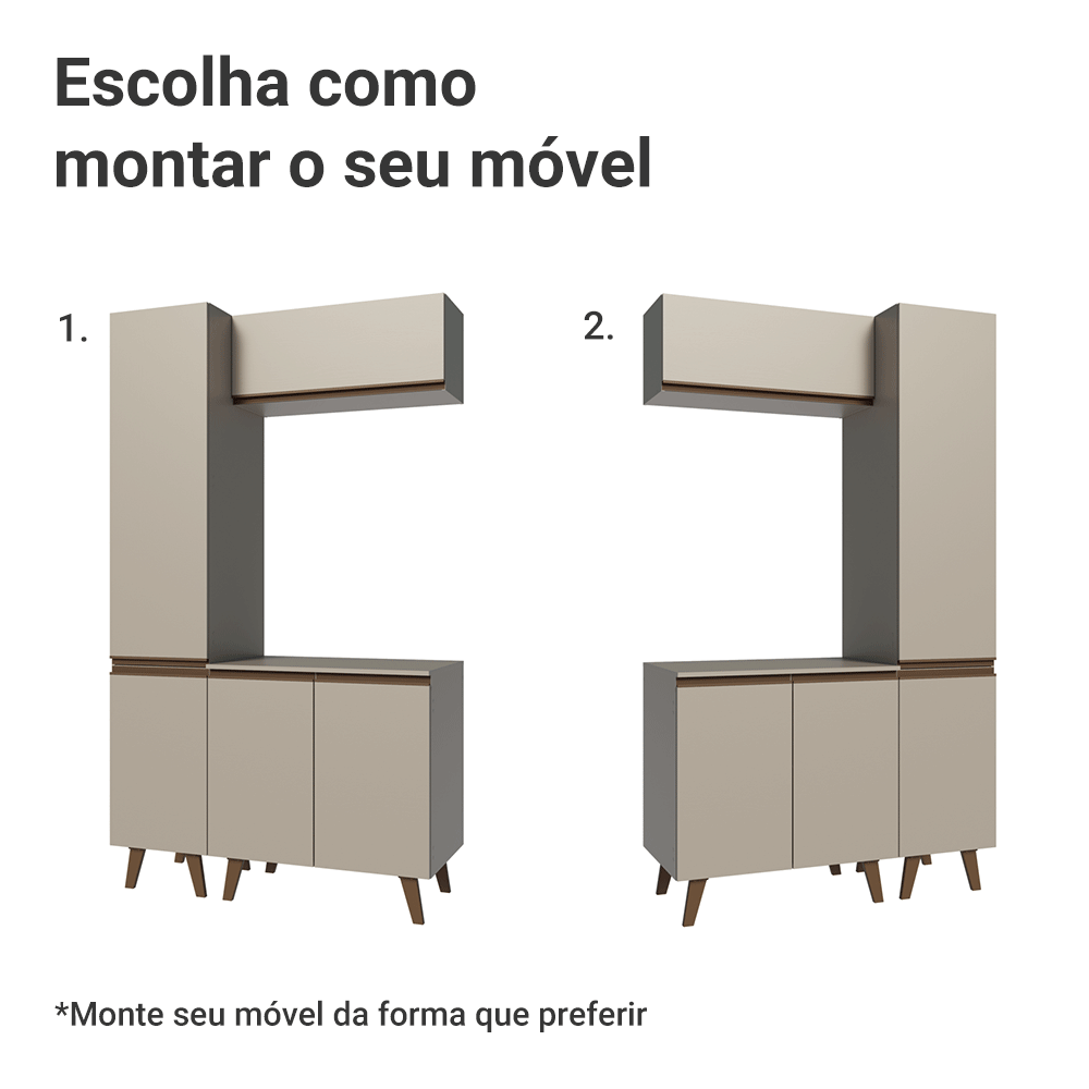 Conjunto Gabinete para Banheiro 120cm 5 Portas Crema Nice Madesa 03