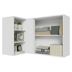 Armário Aéreo de Canto para Quarto 1 Porta e 3 Nichos Branco Neo Madesa