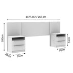 Quarto Completo com Guarda-Roupa Luke 2 Portas de Espelho e Cabeceira com 2 Mesas de Cabeceira Madesa Branco