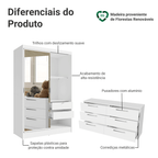 Quarto Infantil Completo Guarda Roupa 2 Portas 2 Gavetas com Espelho e Cômoda Madesa