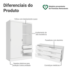 Quarto Infantil Completo Guarda-Roupa 2 Portas 2 Gavetas e Cômoda Madesa