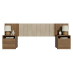 Cabeceira Extensível Estofada com 2 Mesas de Cabeceira Rustic/Imperial Madesa