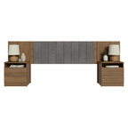 Cabeceira Extensível Estofada com 2 Mesas de Cabeceira Rustic/Silver Madesa