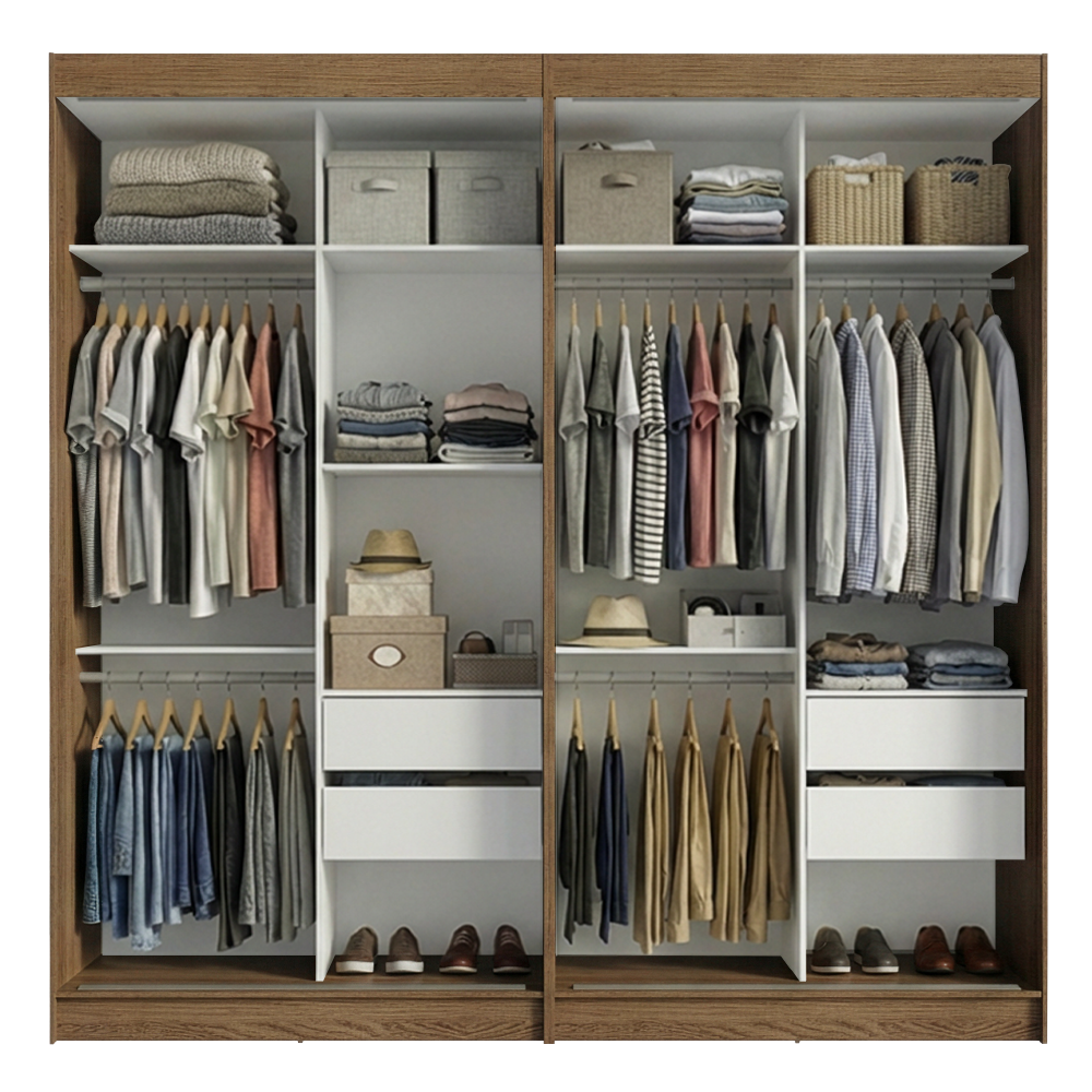 Conjunto 2 Guarda-Roupas 4 Portas de Correr Rustic Tokio Madesa