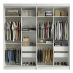 Conjunto 2 Guarda-Roupas 4 Portas de Correr com 2 Espelhos Branco/Preto Tokio Madesa