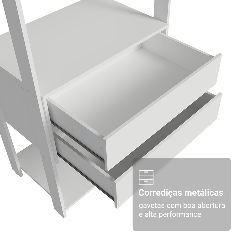 Guarda-Roupa Closet Modulado 6 Gavetas 210 cm Branco Valencia Madesa