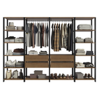 Guarda-Roupa Closet Modulado 4 Gavetas 258cm Rustic/Preto Madesa 01 Valencia