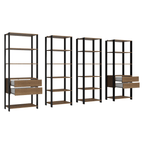 Guarda-Roupa Closet Modulado 4 Gavetas 18 Prateleiras 258cm Rustic/Preto Valencia Madesa