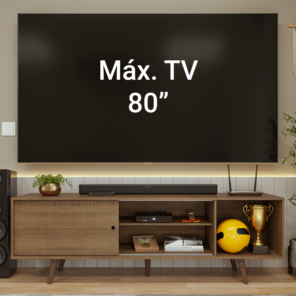 Rack para TV até 80 Polegadas 160cm com Pés Rustic Torino Madesa