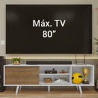 Rack para TV até 80 Polegadas 160cm Branco/Rustic com Pés Branco Torino Madesa