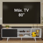 Rack para TV até 80 Polegadas 160cm com Pés Branco/Preto Torino Madesa
