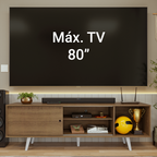 Rack para TV até 80 Polegadas 160cm Rustic Pés Brancos Torino Madesa