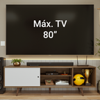 Rack para TV até 80 Polegadas 160cm com Pés Rustic/Branco/Rustic Torino Madesa