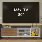 Rack para TV até 80 Polegadas 160cm Branco Pés Rustic Torino Madesa