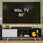 Rack para TV até 80 Polegadas 160cm com Pés Preto/Branco Torino Madesa