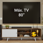 Rack para TV até 80 Polegadas 160cm com Pés Rustic/Branco Torino Madesa