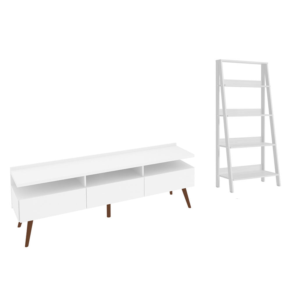 Rack para TV até 65 Polegadas Madesa Londres e Estante Escada Branco