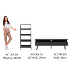 Rack para TV até 65 Polegadas Madesa Londres e Estante Escada Preto