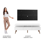 Rack Madesa Londres e Painel para TV até 55 Polegadas Branco/Preto