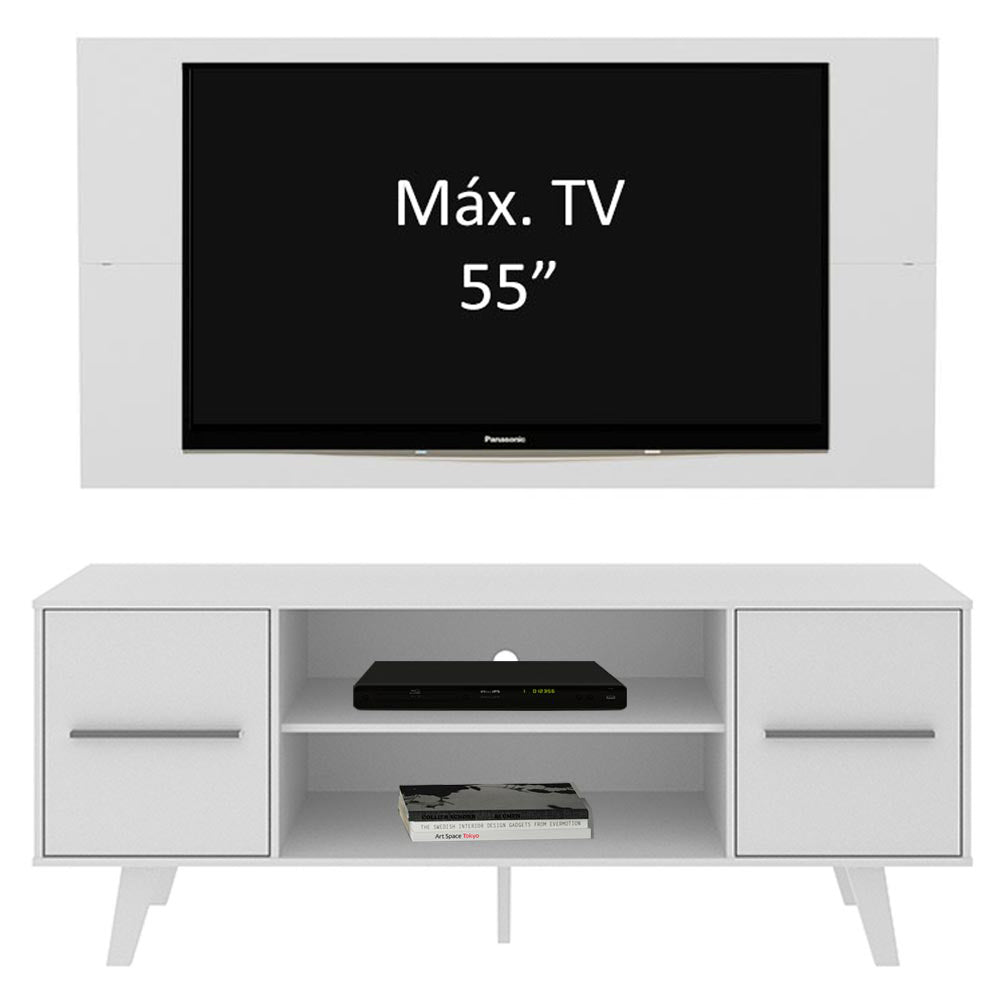 Rack Madesa Copenhagen e Painel para TV até 55 Polegadas Branco