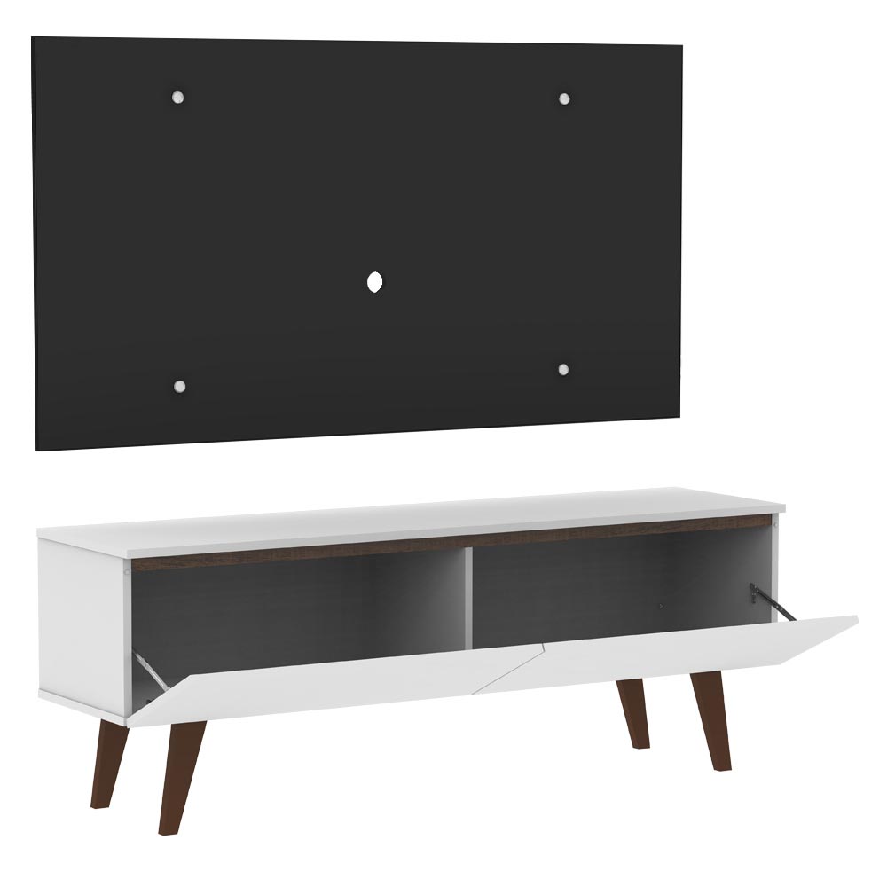 Rack Madesa Le Mans e Painel para TV até 55 Polegadas 2 Portas Branco/Preto