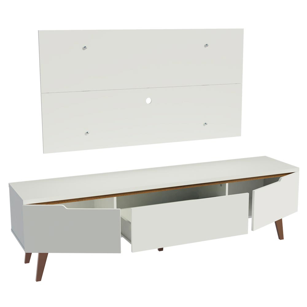 Rack Madesa Reims e Painel para TV até 55 Polegadas 2 Portas e 1 Gaveta Branco