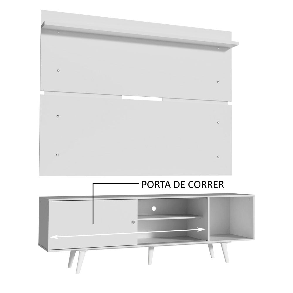Rack Madesa Dubai e Painel para TV até 65 Polegadas com Pés Branco