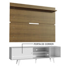 Rack Madesa Dubai e Painel para TV até 65 Polegadas com Pés Branco/Rustic 096E