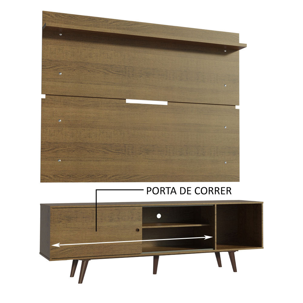 Rack Madesa Dubai e Painel para TV até 65 Polegadas com Pés Rustic