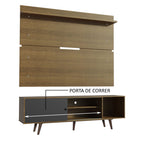 Rack Madesa Dubai e Painel para TV até 65 Polegadas com Pés Rustic/Preto 7K5Z