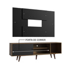 Rack Madesa Dubai com Pés e Painel para TV até 58 Polegadas Rustic/Preto 7KD8