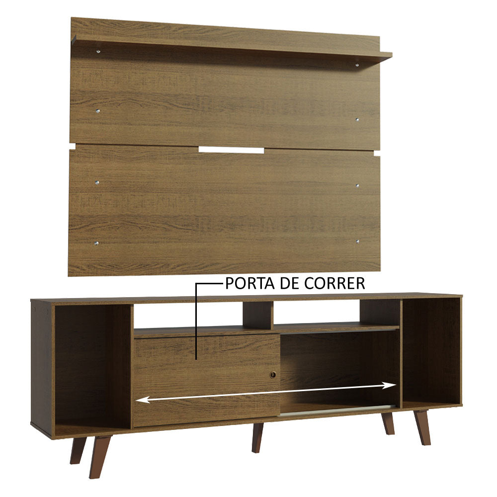 Rack Madesa Cancun com Pés e Painel para TV até 65 Polegadas Rustic