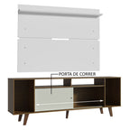 Rack Madesa Cancun com Pés e Painel para TV até 65 Polegadas Rustic/Branco 6E9B