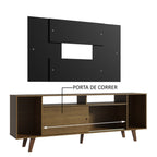 Rack Madesa Cancun com Pés e Painel para TV até 58 Polegadas Rustic/Preto 5ZD8