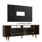 Rack Madesa Cancun com Pés e Painel para TV até 58 Polegadas Preto/Rustic 7KD8