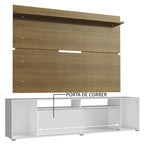 Rack Madesa Cancun e Painel para TV até 65 Polegadas Branco/Rustic 095Z