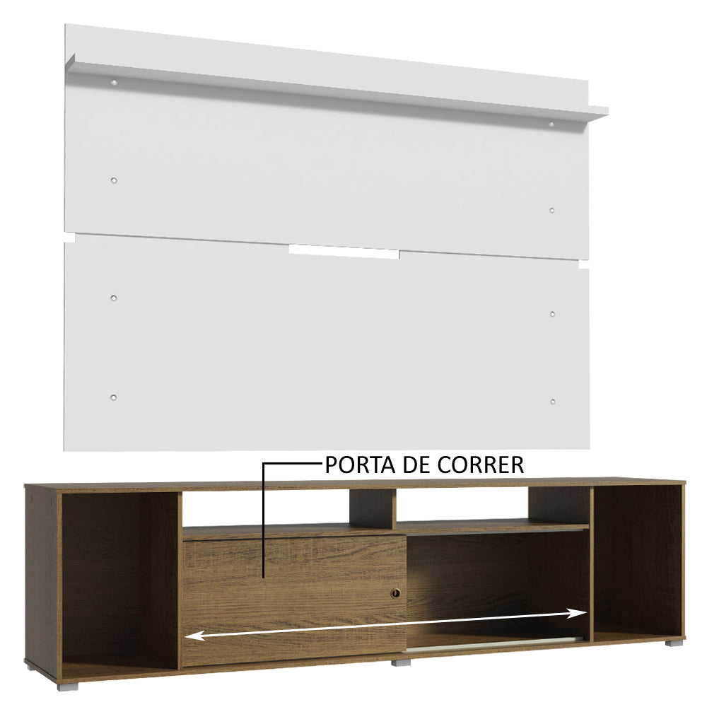 Rack Madesa Cancun e Painel para TV até 65 Polegadas Rustic/Branco 5Z09