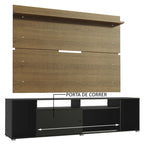 Rack Madesa Cancun e Painel para TV até 65 Polegadas Preto/Rustic 8N5Z