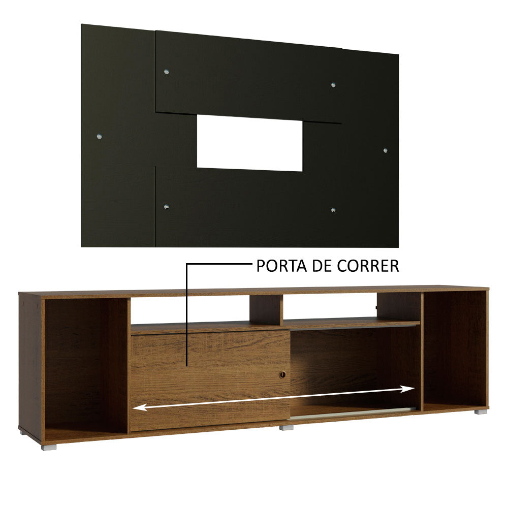 Rack Madesa Cancun e Painel para TV até 58 Polegadas Rustic/Preto 5Z8N
