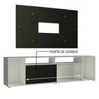 Rack Madesa Cancun e Painel para TV até 58 Polegadas Branco/Preto 738N