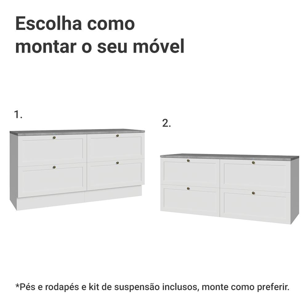 Rack para TV até 70 Polegadas 160cm 4 Gavetas Branco Vik Madesa 04